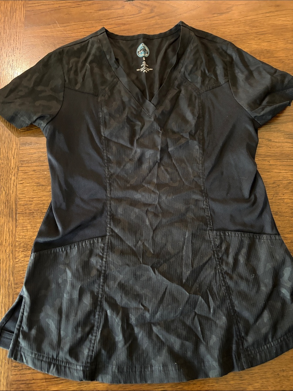 Black V-Neck Short Sleeve Top by Healing Hands